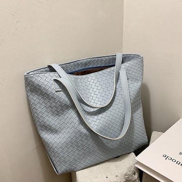 Woven Faux Leather Large Bag