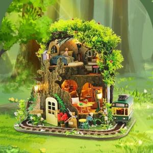 Cute Room DIY Wooden Carousel Music Box Doll House