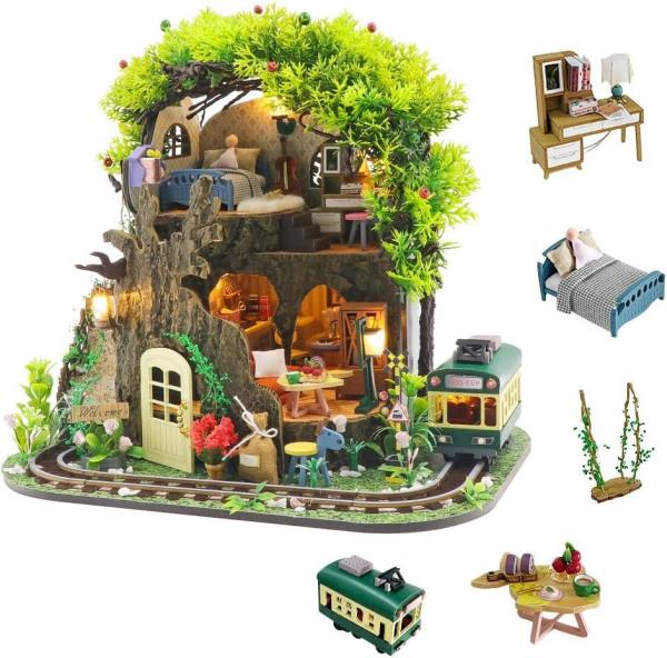 DIY Forest Secret House Wooden Miniature Dollhouse