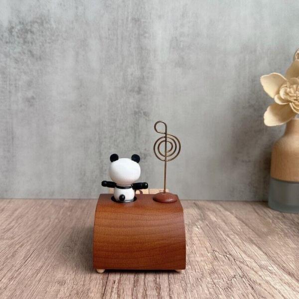 Creative Wooden Spin Figurine Desktop Calendar Music Box