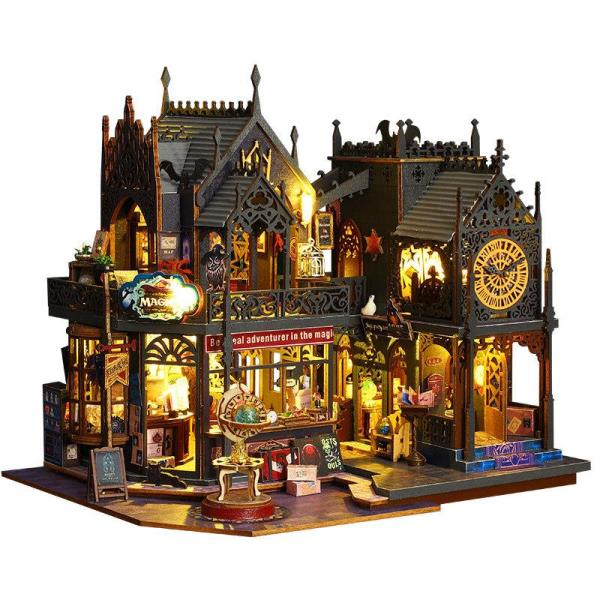 DIY Holo Magic City LED Wooden Music Miniature Dollhouse