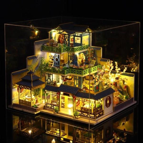 DIY Oriental Resort LED Wooden Music Miniature Dollhouse