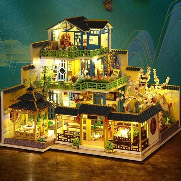 DIY Oriental Resort LED Wooden Music Miniature Dollhouse