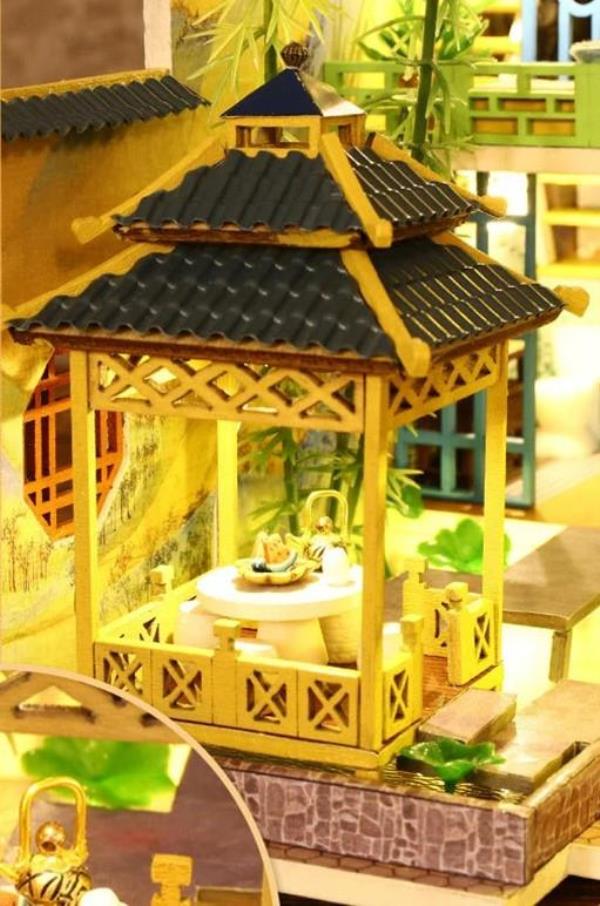 DIY Oriental Resort LED Wooden Music Miniature Dollhouse