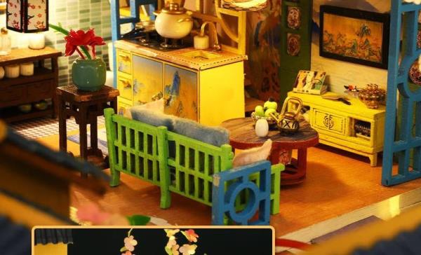 DIY Oriental Resort LED Wooden Music Miniature Dollhouse