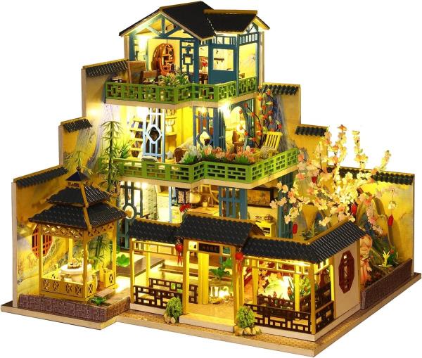 DIY Oriental Resort LED Wooden Music Miniature Dollhouse