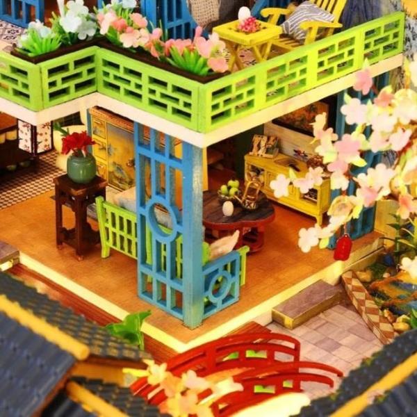 DIY Oriental Resort LED Wooden Music Miniature Dollhouse