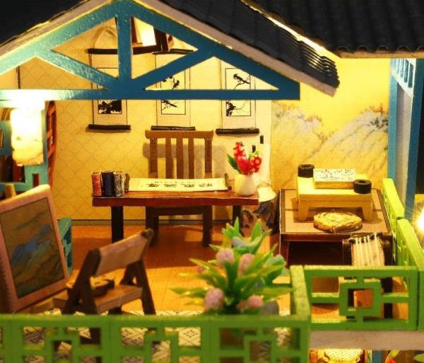 DIY Oriental Resort LED Wooden Music Miniature Dollhouse