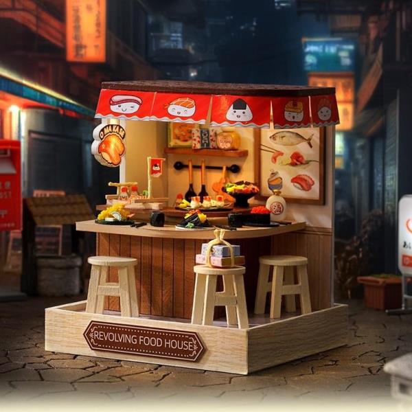 DIY Revolving Food House LED Miniature Dollhouse