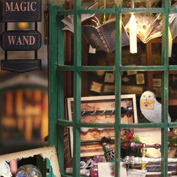 DIY Magic Wand Shop LED Wooden Miniature Dollhouse