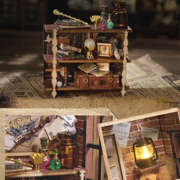 DIY Magic Wand Shop LED Wooden Miniature Dollhouse