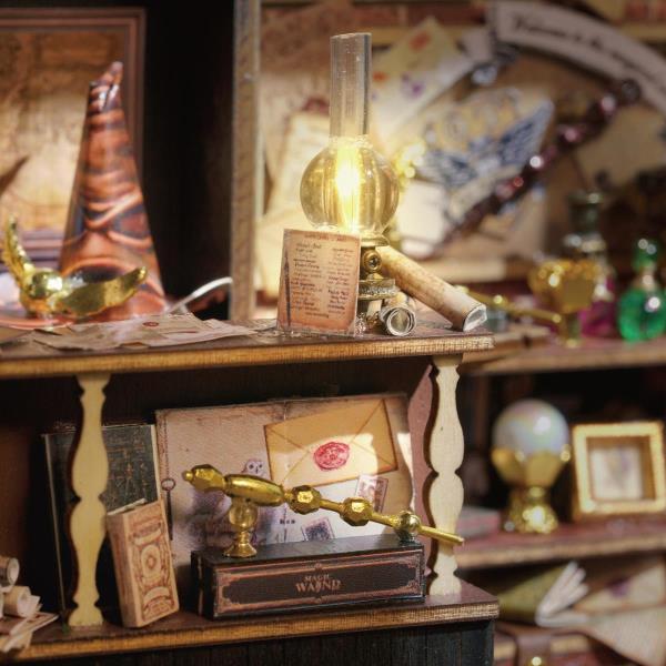 DIY Magic Wand Shop LED Wooden Miniature Dollhouse