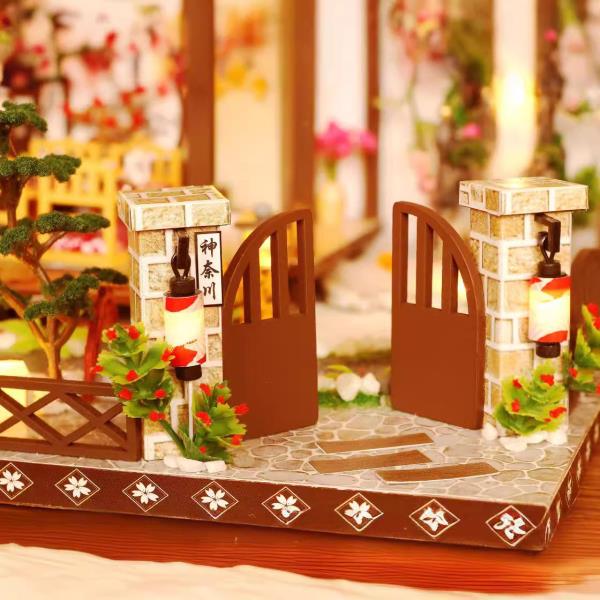 Big Japanese Sakura Traditional House LED Music Miniature Dollhouse