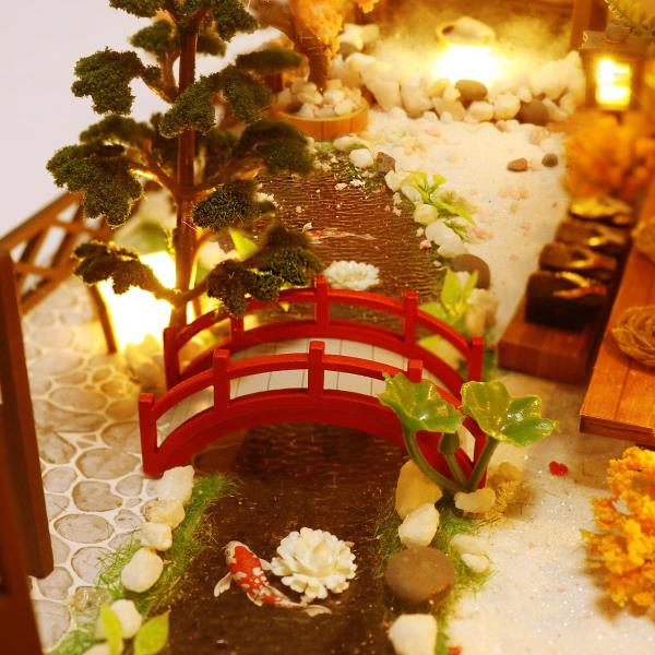 Big Japanese Sakura Traditional House LED Music Miniature Dollhouse