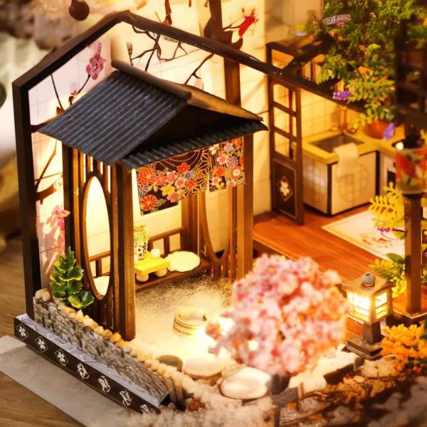 Big Japanese Sakura Traditional House LED Music Miniature Dollhouse