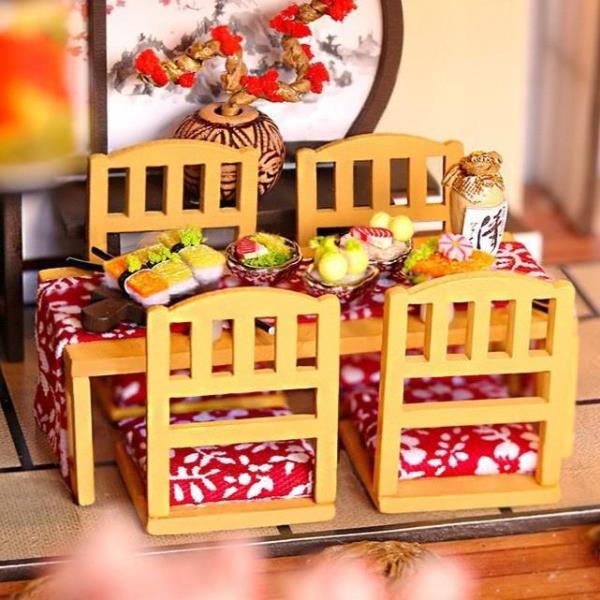 Big Japanese Sakura Traditional House LED Music Miniature Dollhouse