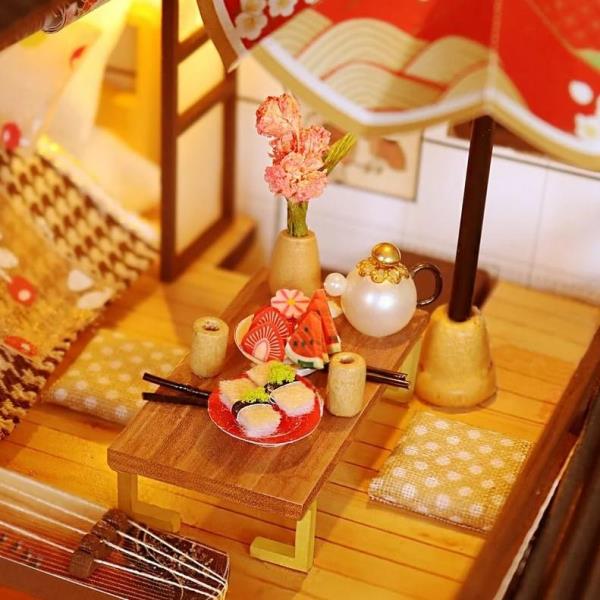 Big Japanese Sakura Traditional House LED Music Miniature Dollhouse