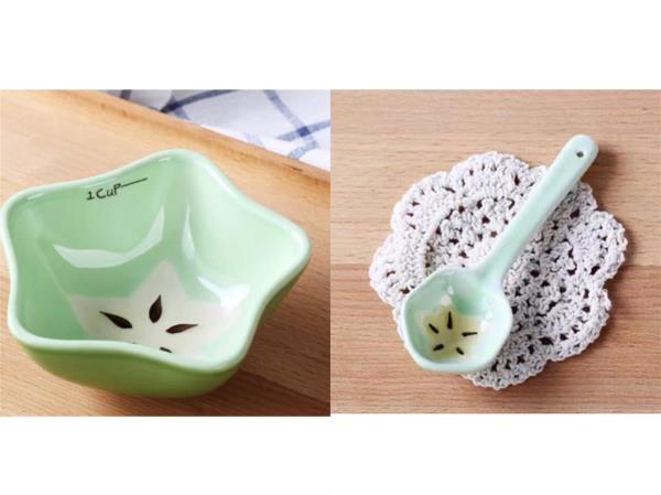 Ceramic Fruit Bowl Spoon Set