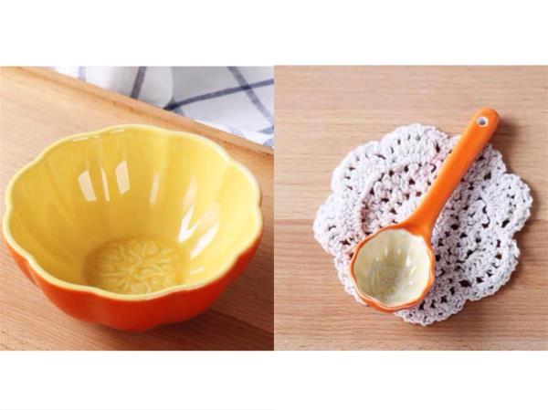 Ceramic Fruit Bowl Spoon Set