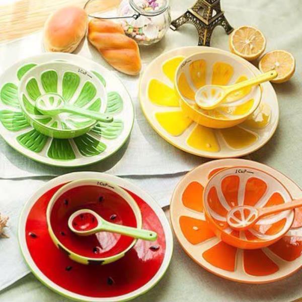 Ceramic Fruit Bowl Spoon Set