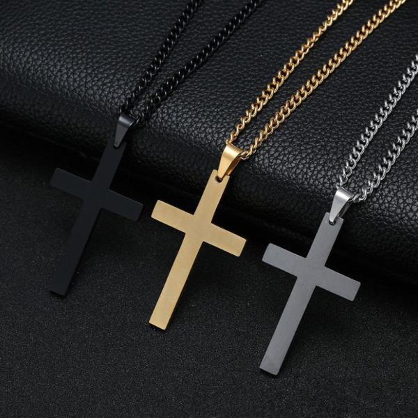 Simple Minimalist Stainless Steel Cross Pendant Necklace