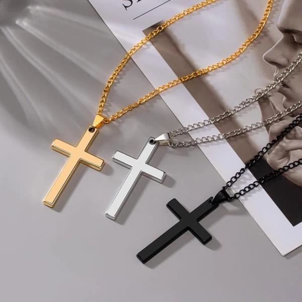 Simple Minimalist Stainless Steel Cross Pendant Necklace