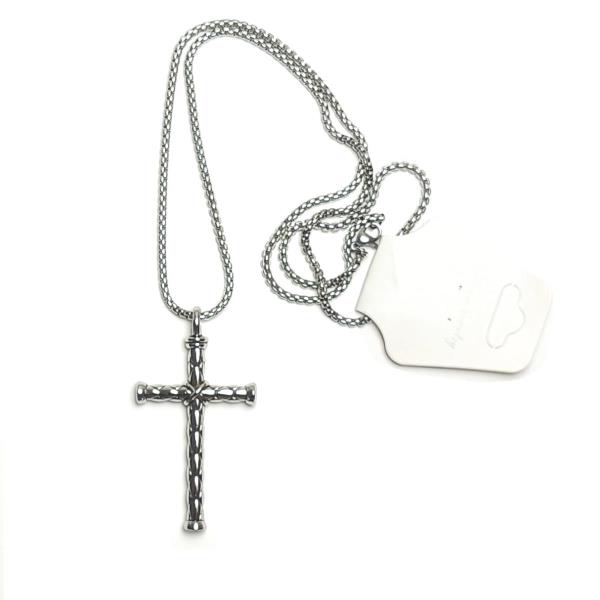 Simple Retro Cross Pendant Silver Necklace