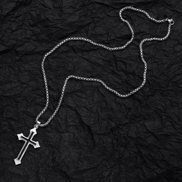 Fashion Minimalism Cross Pendant Silver Necklace