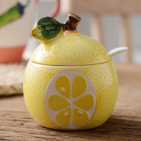 Fruit Sauce Ceramic Jar With Spoon