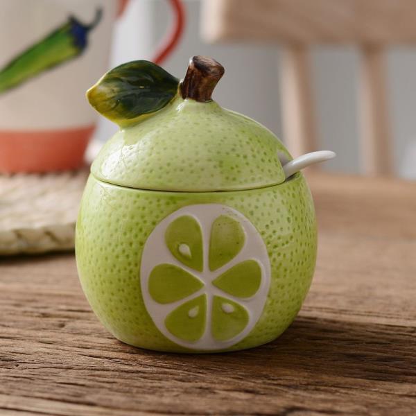 Fruit Sauce Ceramic Jar With Spoon