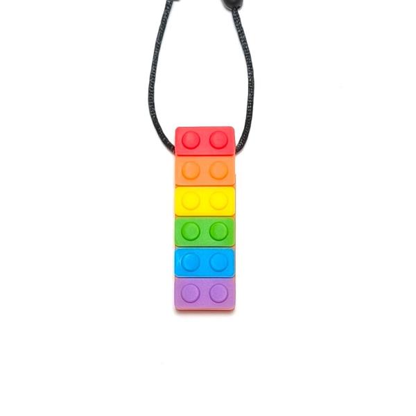 Kids Rainbow Building Block Oral Motor Sensory Chew Necklace