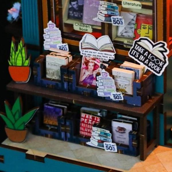 3D Wooden Soul Bookstore DIY Book Nook Miniature Dollhouse