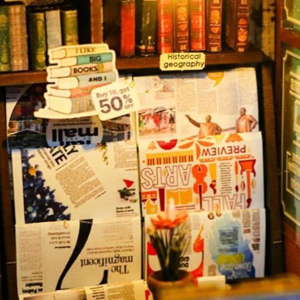 3D Wooden Soul Bookstore DIY Book Nook Miniature Dollhouse