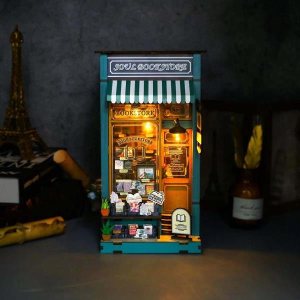 3D Wooden Soul Bookstore DIY Book Nook Miniature Dollhouse