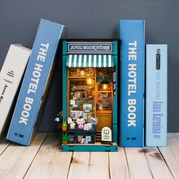 3D Wooden Soul Bookstore DIY Book Nook Miniature Dollhouse