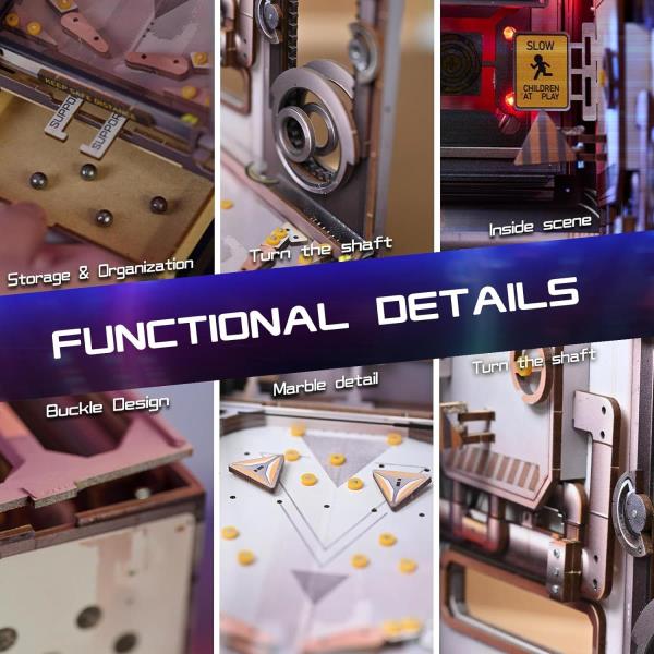 3D Pinball Game Mechanical DIY Book Nook Miniature Dollhouse