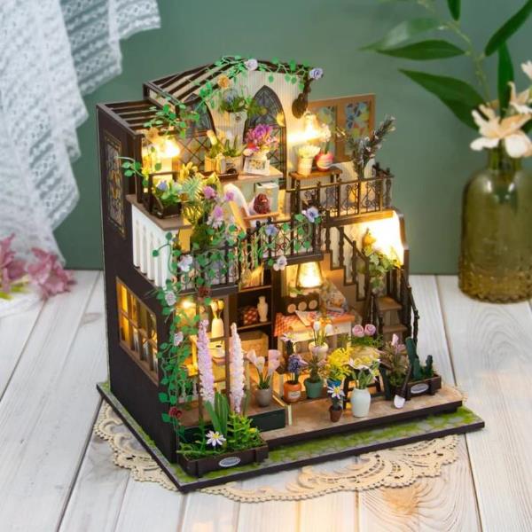 DIY Darcy Flower House LED Wooden Music Miniature Dollhouse