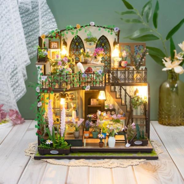 DIY Darcy Flower House LED Wooden Music Miniature Dollhouse