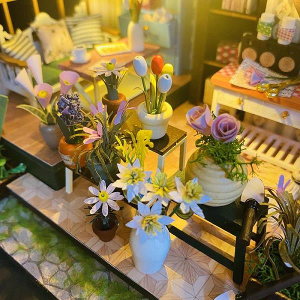 DIY Darcy Flower House LED Wooden Music Miniature Dollhouse