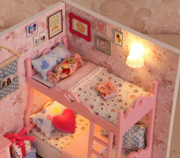 DIY Pink Mood Wooden Handmade Miniature Dollhouse