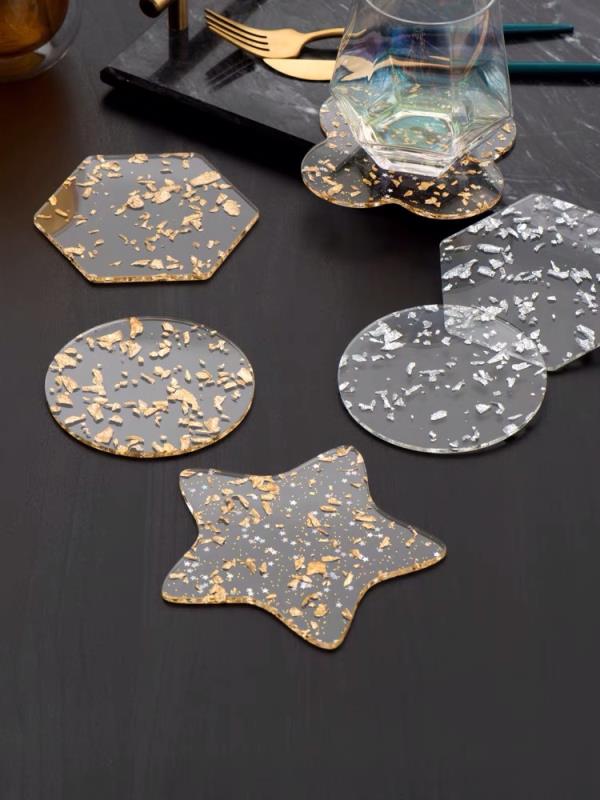 Gold Foil Shimmer Acrylic Coaster