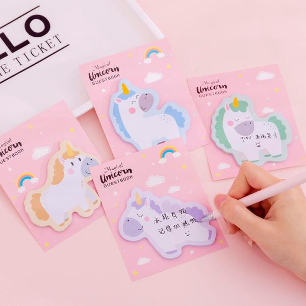 4 Packs Cartoon Unicorn Sticky Notes