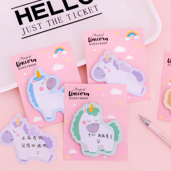 4 Packs Cartoon Unicorn Sticky Notes