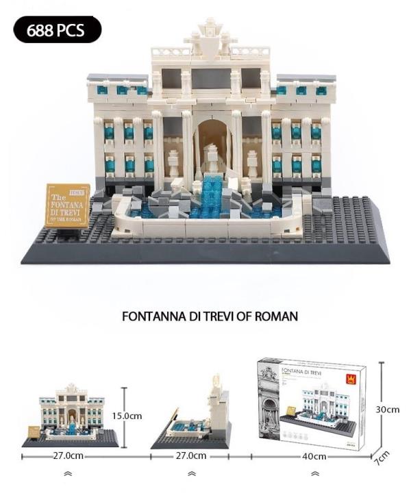 32CM Big Ben Trevi Fountain Building Blocks