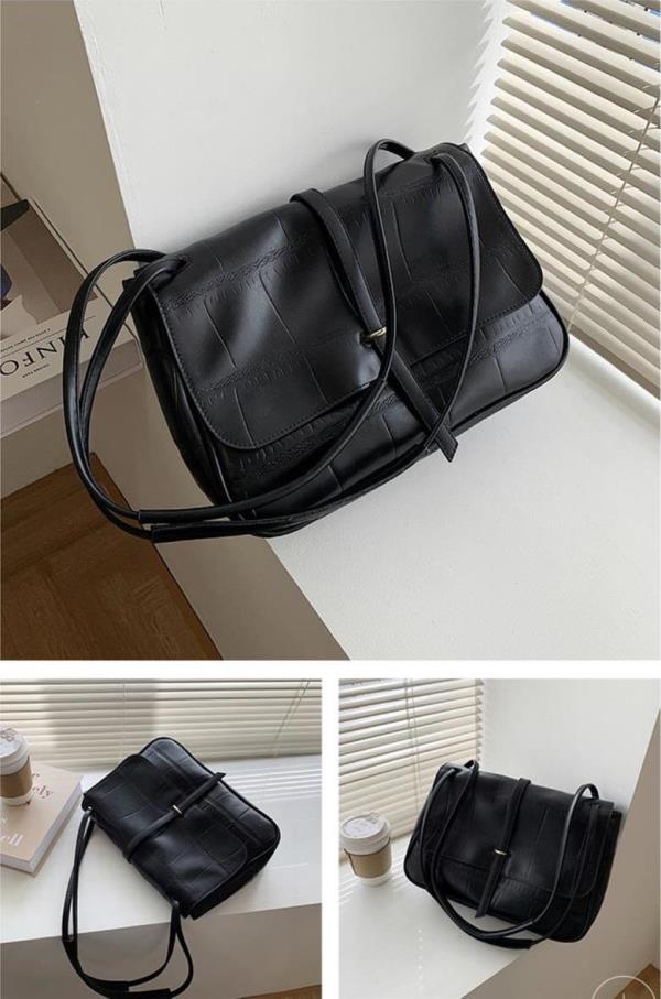 Faux Leather Soft Flap Shoulder Bag