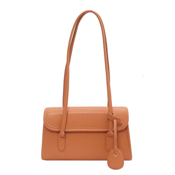 Orange Flap Baguette Shoulder Bag