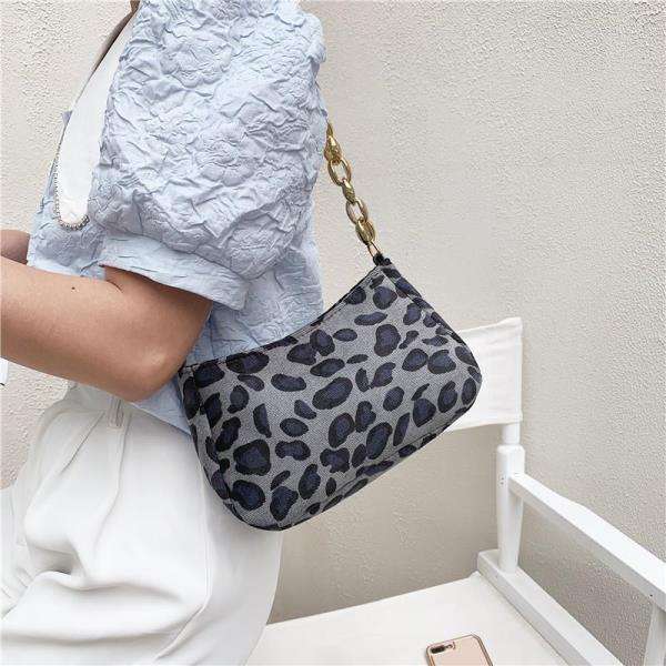 Leopard Zebra Print Zipper Baguette Bag