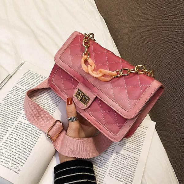 Pink Gradual Colour Chain Shoulder Bag