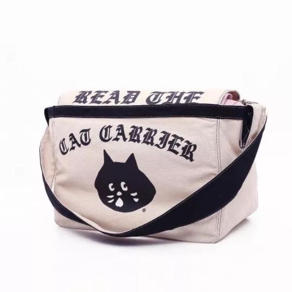 Large Canvas Cat Messenger Crossbody Bag