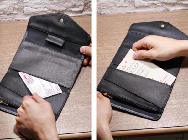 Black Tri Fold Envelop Travel Wallet